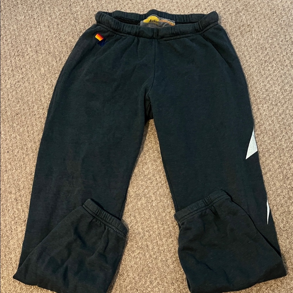 Aviator Nation Black Joggers with White Accent.